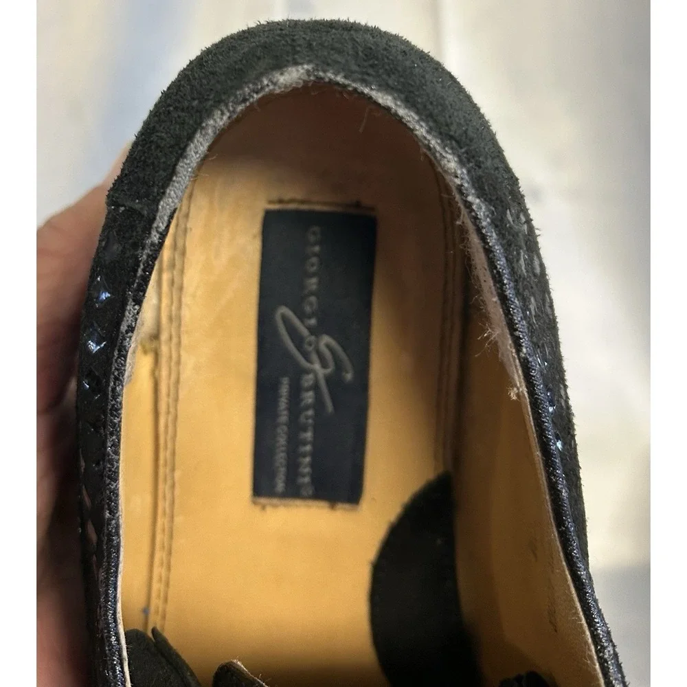 Giorgio Brutini Men's Oxford 10M Black Suede Sparkle Mirrors Jewel Prep 155911